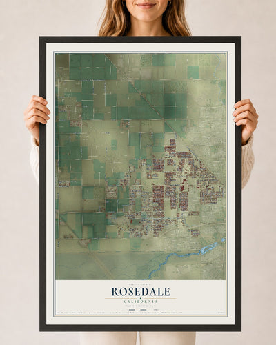 Map of Rosedale, California, 24 x 36 inch print in a black wood frame