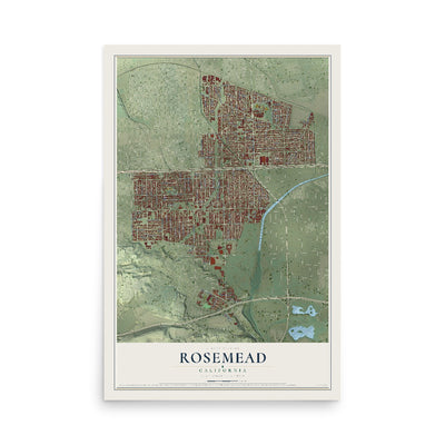 Map of Rosemead, California, 12 x 18 inch unframed archival matte print