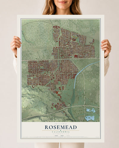 Map of Rosemead, California, 24 x 36 inch unframed archival matte print