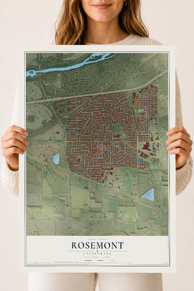 Map of Rosemont, California, 18 x 24 inch unframed archival matte print