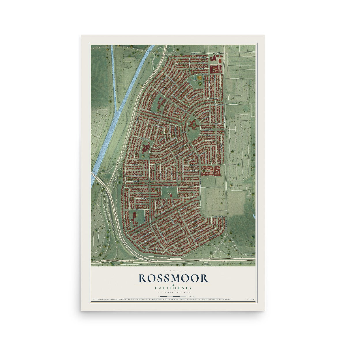 Map of Rossmoor, California, 12 x 18 inch unframed archival matte print