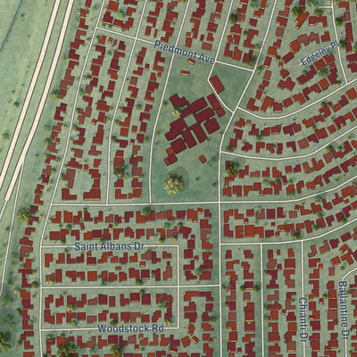 Close-up of the map of Rossmoor, California print showing street and building detail