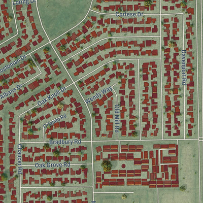 Second close-up of the map of Rossmoor, California print showing more streets and buildings