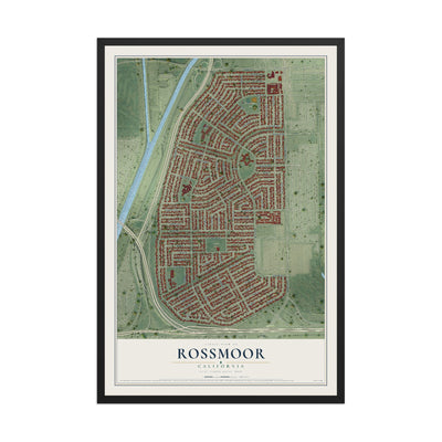 Map of Rossmoor, California, 12 x 18 inch print in a black wood frame