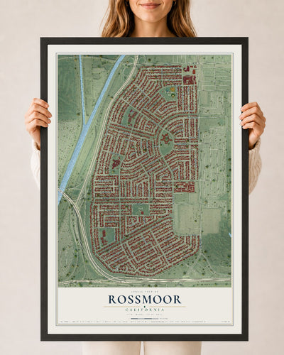 Map of Rossmoor, California, 24 x 36 inch print in a black wood frame
