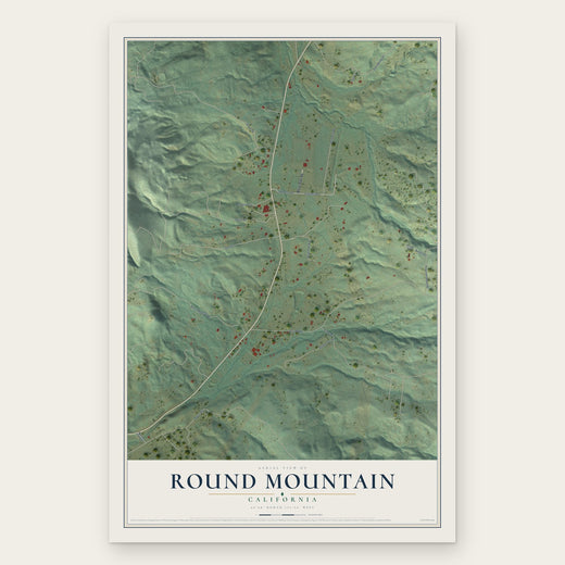 Round Mountain, California map print, the full design