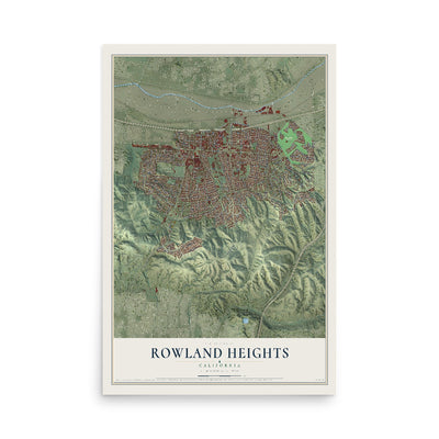 Map of Rowland Heights, California, 12 x 18 inch unframed archival matte print