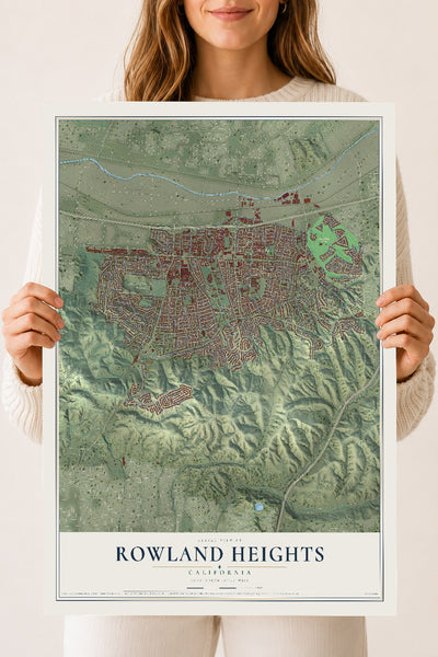 Map of Rowland Heights, California, 18 x 24 inch unframed archival matte print