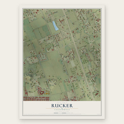 Rucker, California map print, the full design