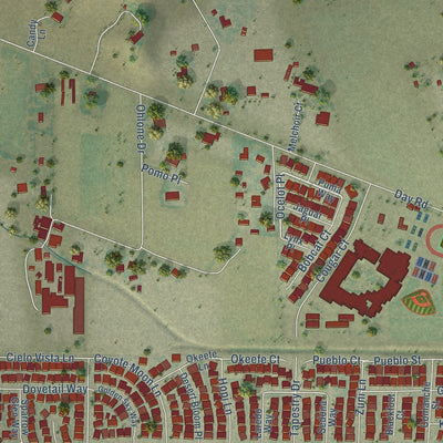 Close-up of the map of Rucker, California print showing street and building detail