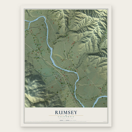 Rumsey, California map print, the full design