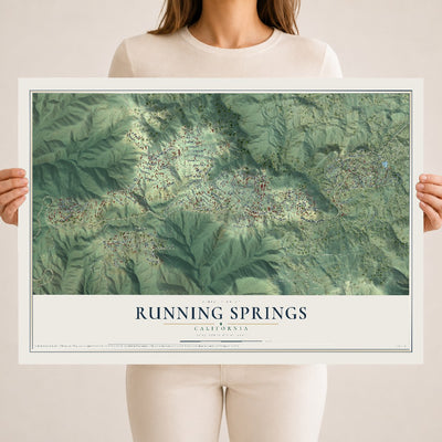 Map of Running Springs, California, 18 x 24 inch unframed archival matte print