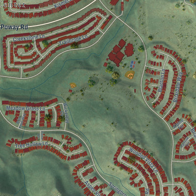 Second close-up of the map of Sabre Springs, California print showing more streets and buildings