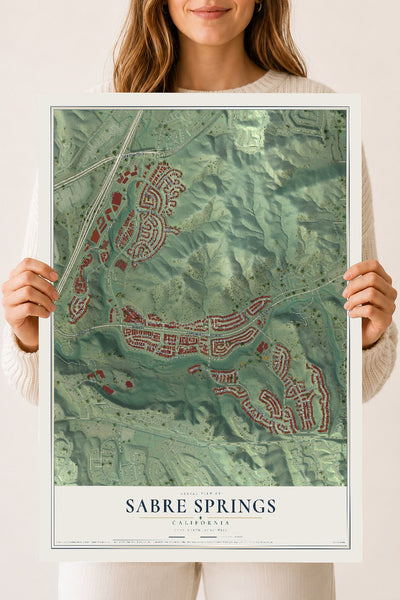 Map of Sabre Springs, California, 18 x 24 inch unframed archival matte print