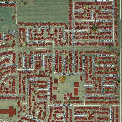 Second close-up of the map of Salida, California print showing more streets and buildings