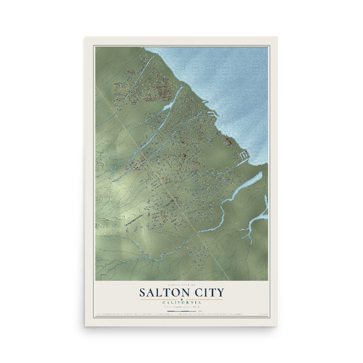 Map of Salton City, California, 12 x 18 inch unframed archival matte print