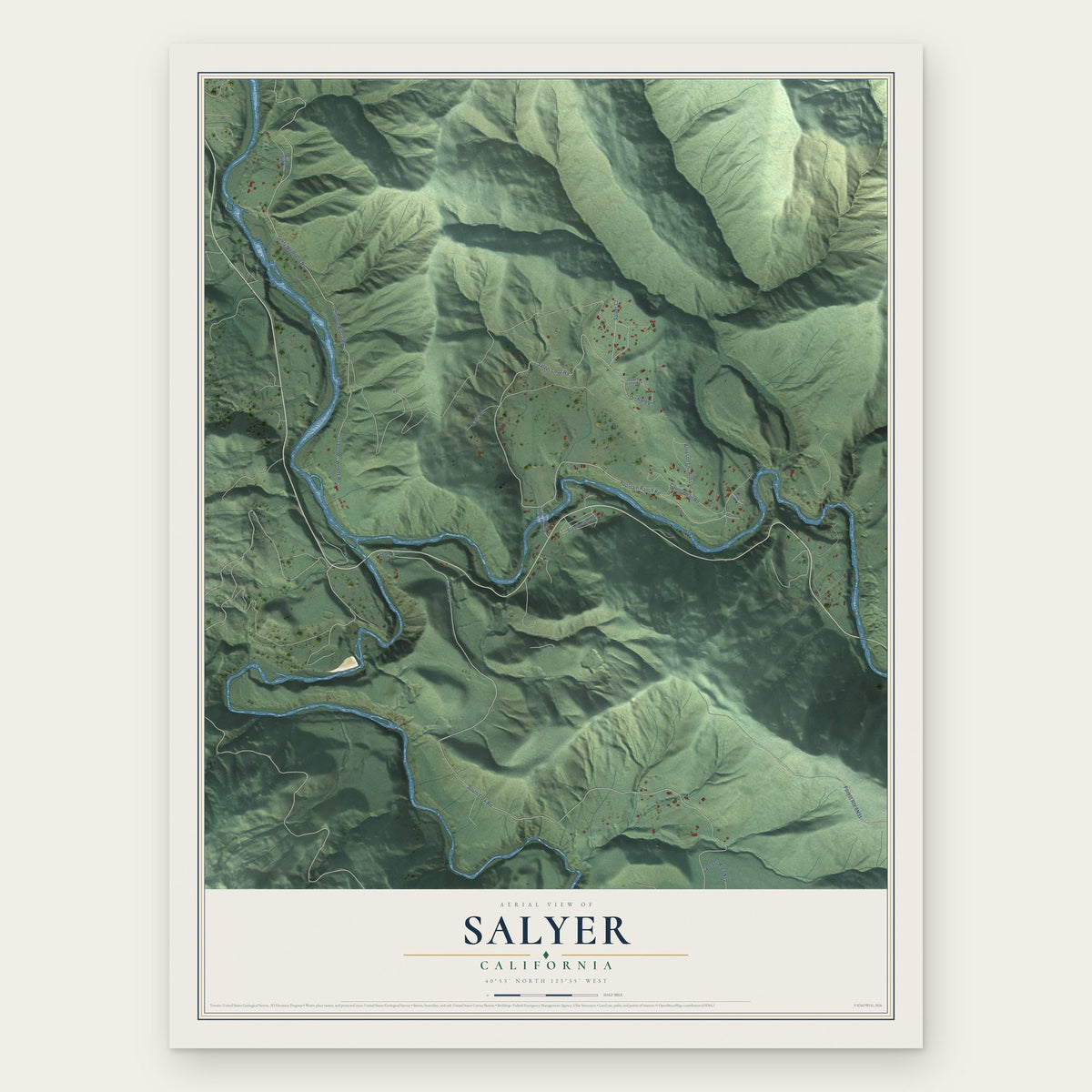 Salyer, California map print, the full design
