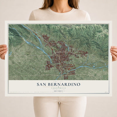 Map of San Bernardino, California, 18 x 24 inch unframed archival matte print