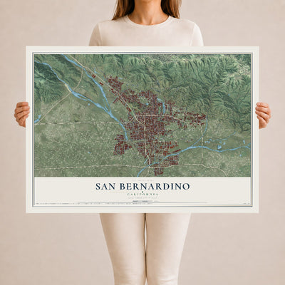Map of San Bernardino, California, 24 x 36 inch unframed archival matte print