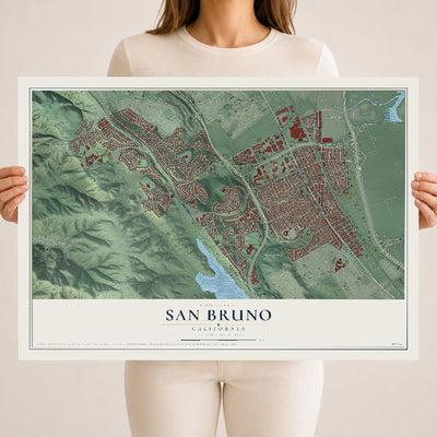 Map of San Bruno, California, 18 x 24 inch unframed archival matte print