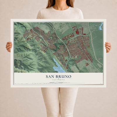 Map of San Bruno, California, 24 x 36 inch unframed archival matte print