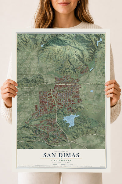 Map of San Dimas, California, 18 x 24 inch unframed archival matte print
