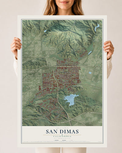 Map of San Dimas, California, 24 x 36 inch unframed archival matte print