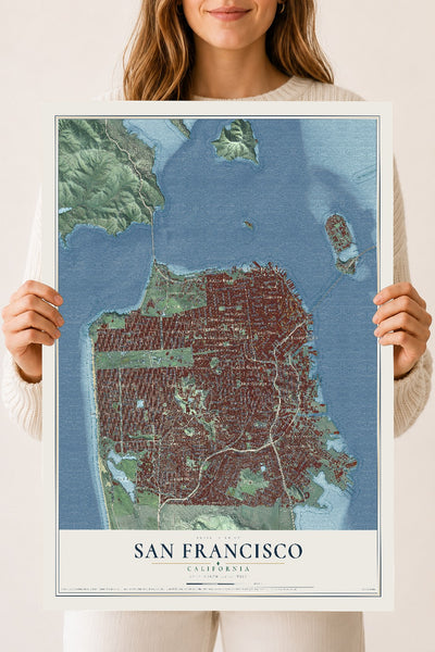 Map of San Francisco, California, 18 x 24 inch unframed archival matte print