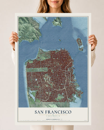 Map of San Francisco, California, 24 x 36 inch unframed archival matte print