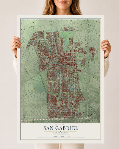 Map of San Gabriel, California, 24 x 36 inch unframed archival matte print