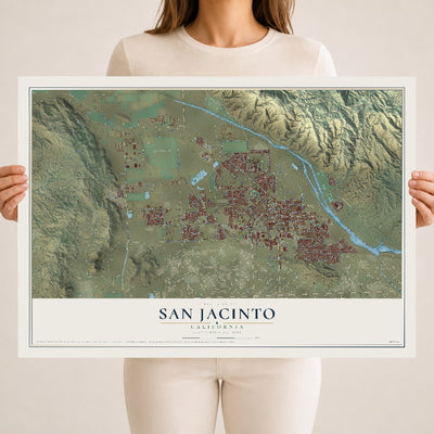 Map of San Jacinto, California, 18 x 24 inch unframed archival matte print