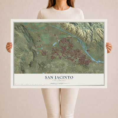 Map of San Jacinto, California, 24 x 36 inch unframed archival matte print