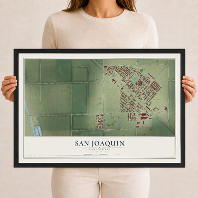 Map of San Joaquin, California, 12 x 18 inch print in a black wood frame