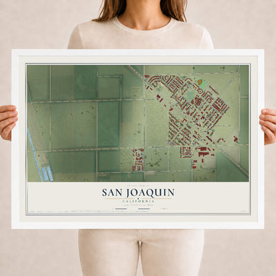 Map of San Joaquin, California, 18 x 24 inch print in a white wood frame