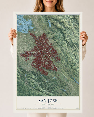 Map of San Jose, California, 24 x 36 inch unframed archival matte print