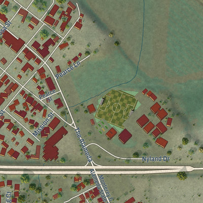 Second close-up of the map of San Juan Bautista, California print showing more streets and buildings
