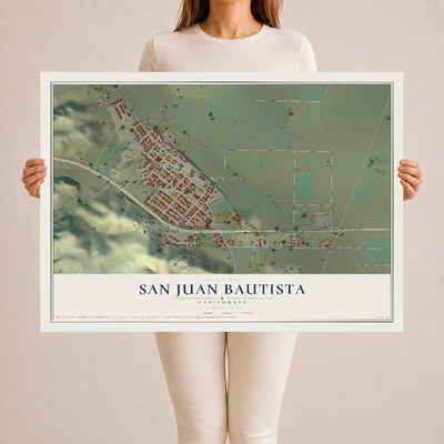 Map of San Juan Bautista, California, 24 x 36 inch unframed archival matte print