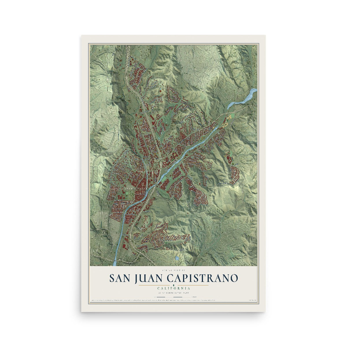 Map of San Juan Capistrano, California, 12 x 18 inch unframed archival matte print