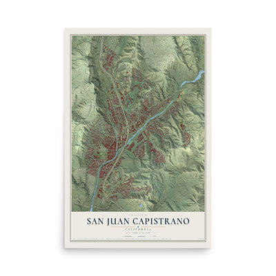 Map of San Juan Capistrano, California, 12 x 18 inch unframed archival matte print
