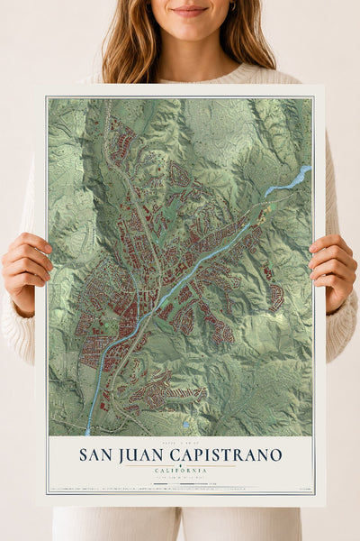 Map of San Juan Capistrano, California, 18 x 24 inch unframed archival matte print