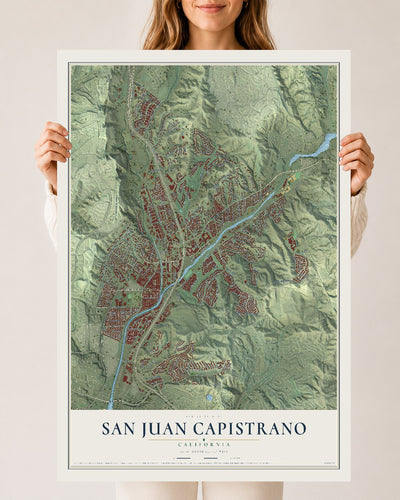 Map of San Juan Capistrano, California, 24 x 36 inch unframed archival matte print