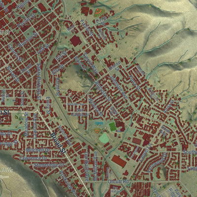 Close-up of the map of San Luis Obispo, California print showing street and building detail