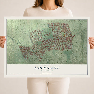 Map of San Marino, California, 18 x 24 inch unframed archival matte print