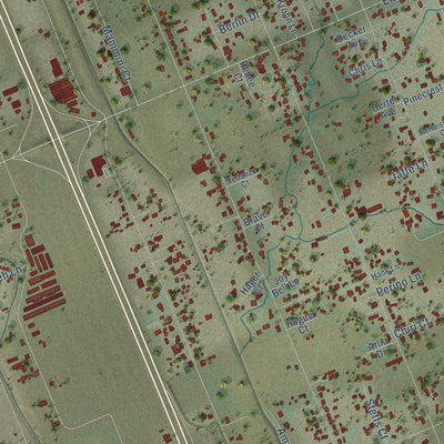 Close-up of the map of San Martin, California print showing street and building detail