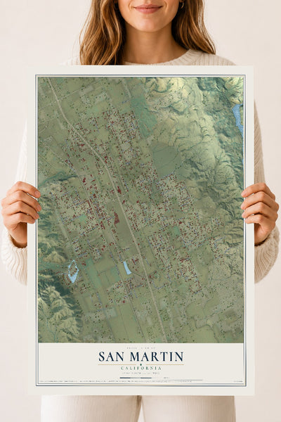Map of San Martin, California, 18 x 24 inch unframed archival matte print