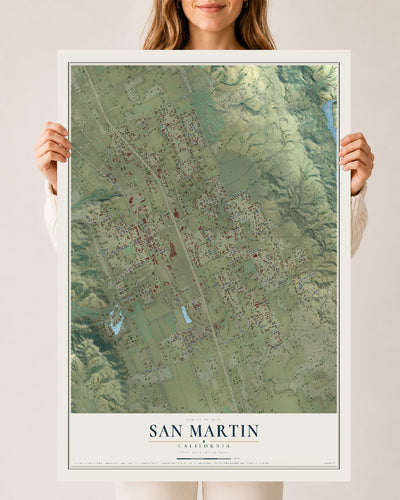 Map of San Martin, California, 24 x 36 inch unframed archival matte print