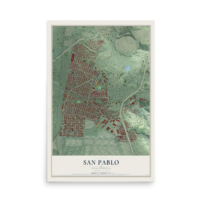 Map of San Pablo, California, 12 x 18 inch unframed archival matte print