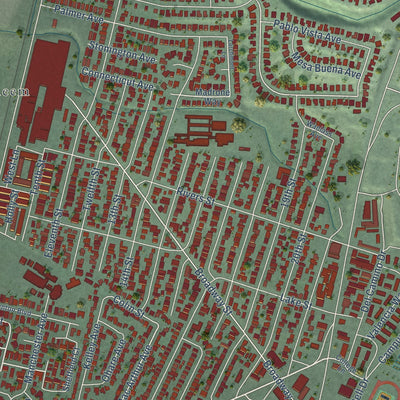 Close-up of the map of San Pablo, California print showing street and building detail