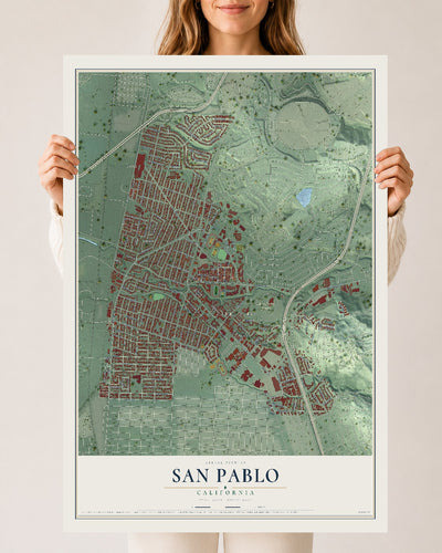 Map of San Pablo, California, 24 x 36 inch unframed archival matte print