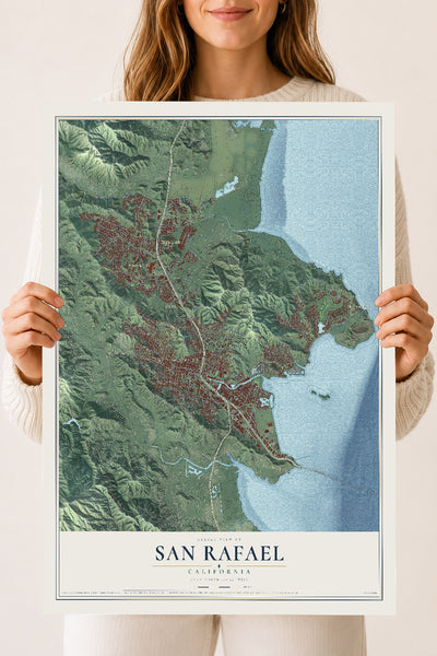 Map of San Rafael, California, 18 x 24 inch unframed archival matte print